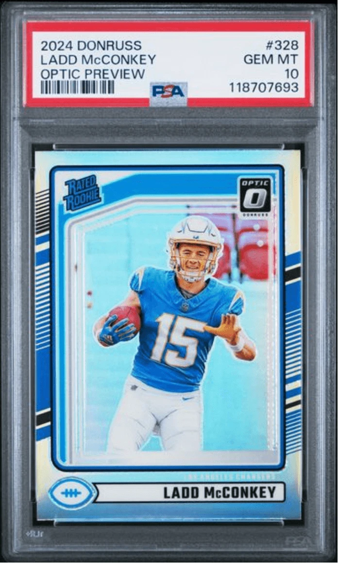 Graded 2024 Panini Donruss Ladd McConkey #328 Optic Preview Rookie RC C