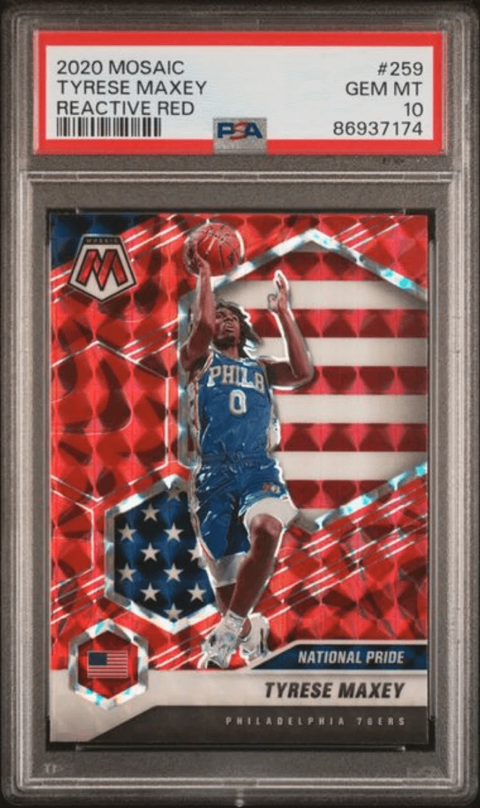 Graded 2020 Mosaic Tyrese Maxey #259 Reactive Red RC Basketball Card PSA 10