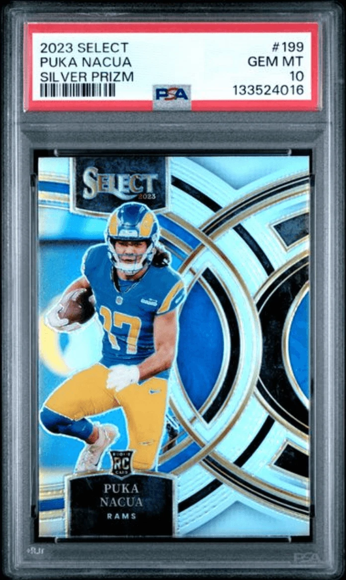Graded 2023 Panini Select Puka Nacua #199 Silver Prizm RC Card PSA 10