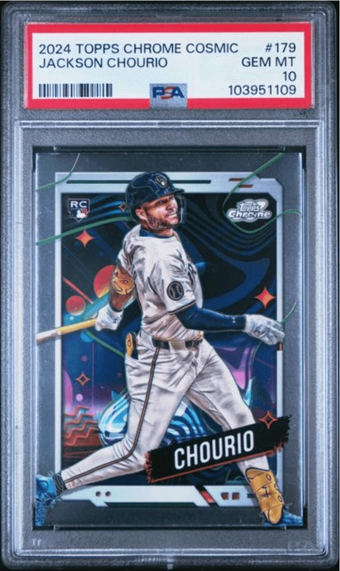 Graded 2024 Topps Cosmic Chrome Jackson Chourio #179 Rookie Card PSA 10