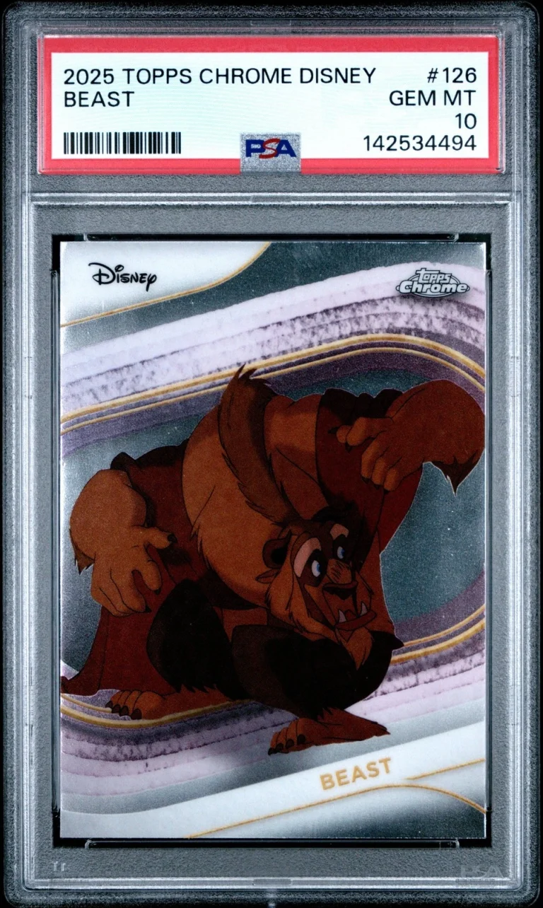Graded 2025 Topps Chrome Disney Beast 126 Beauty and the Beast Card PSA 10