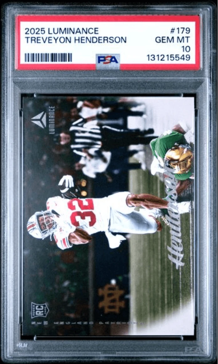 Graded 2025 Panini Luminance TreVeyon Henderson #179 Rookie Card PSA 10