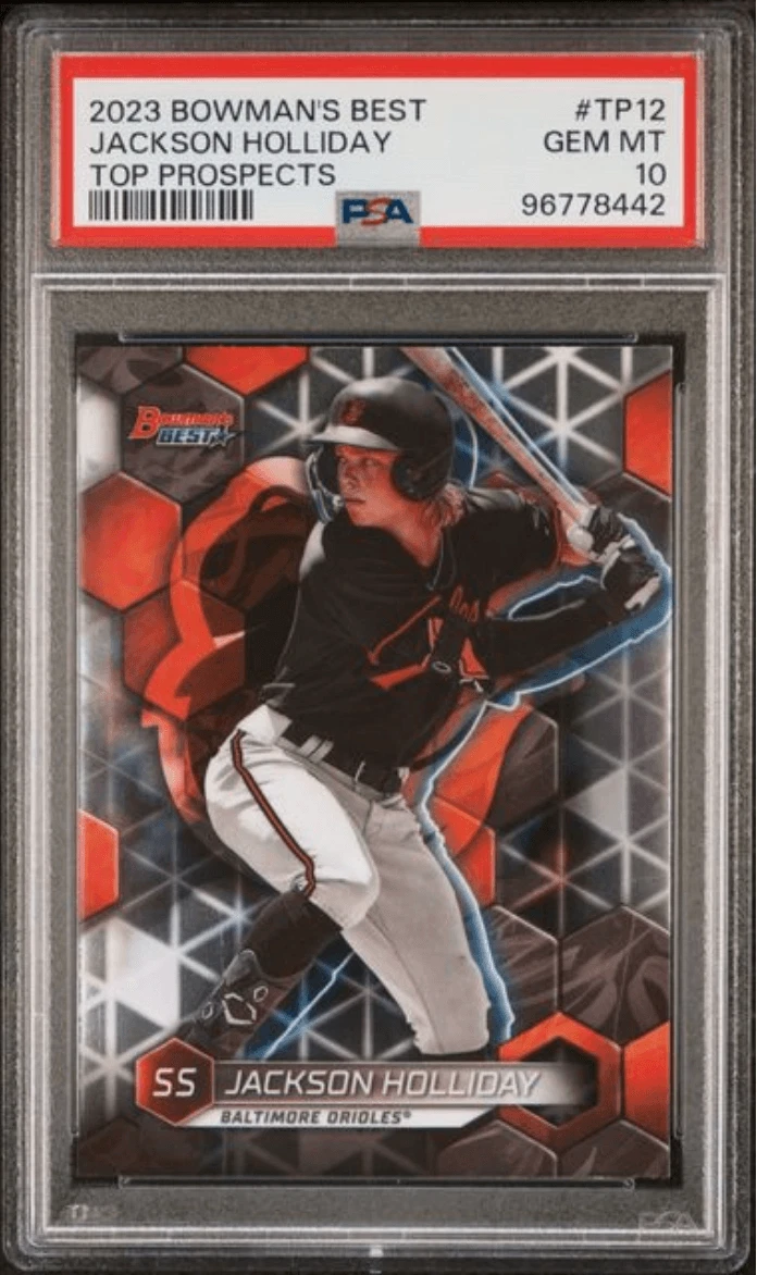 Graded 2023 Bowmans Best Jackson Holliday #TP12 Rookie RC Card PSA 10