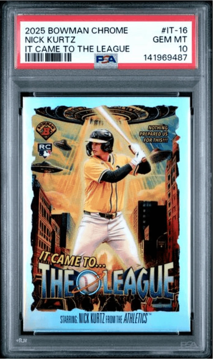 Graded 2025 Topps Bowman Chrome Nick Kurtz #IT16 The League RC Card PSA 10