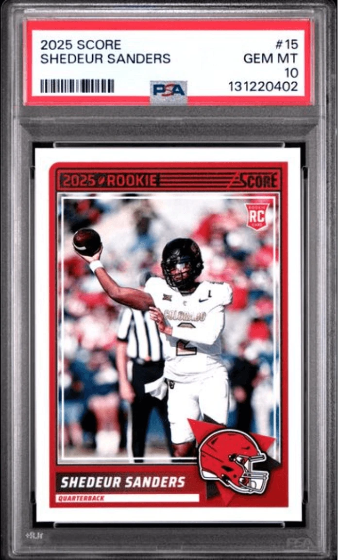 Graded 2025 Panini Score Shedeur Sanders #15 Rookie RC Card PSA 10 Mint