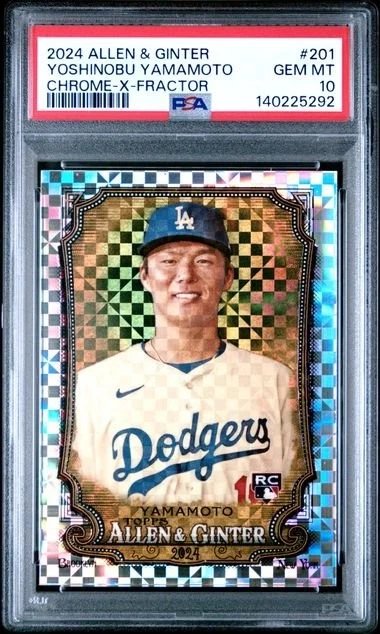 Graded 2024 Allen & Ginter Yoshinobu Yamamoto #201 Xfractor Card PSA 10