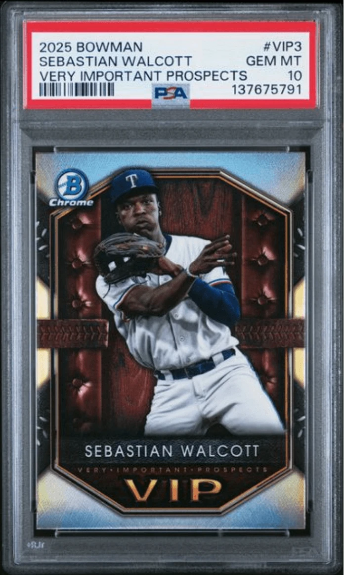 Graded 2025 Topps Bowman Sebastian Walcott #VIP3 Rookie Card PSA 10