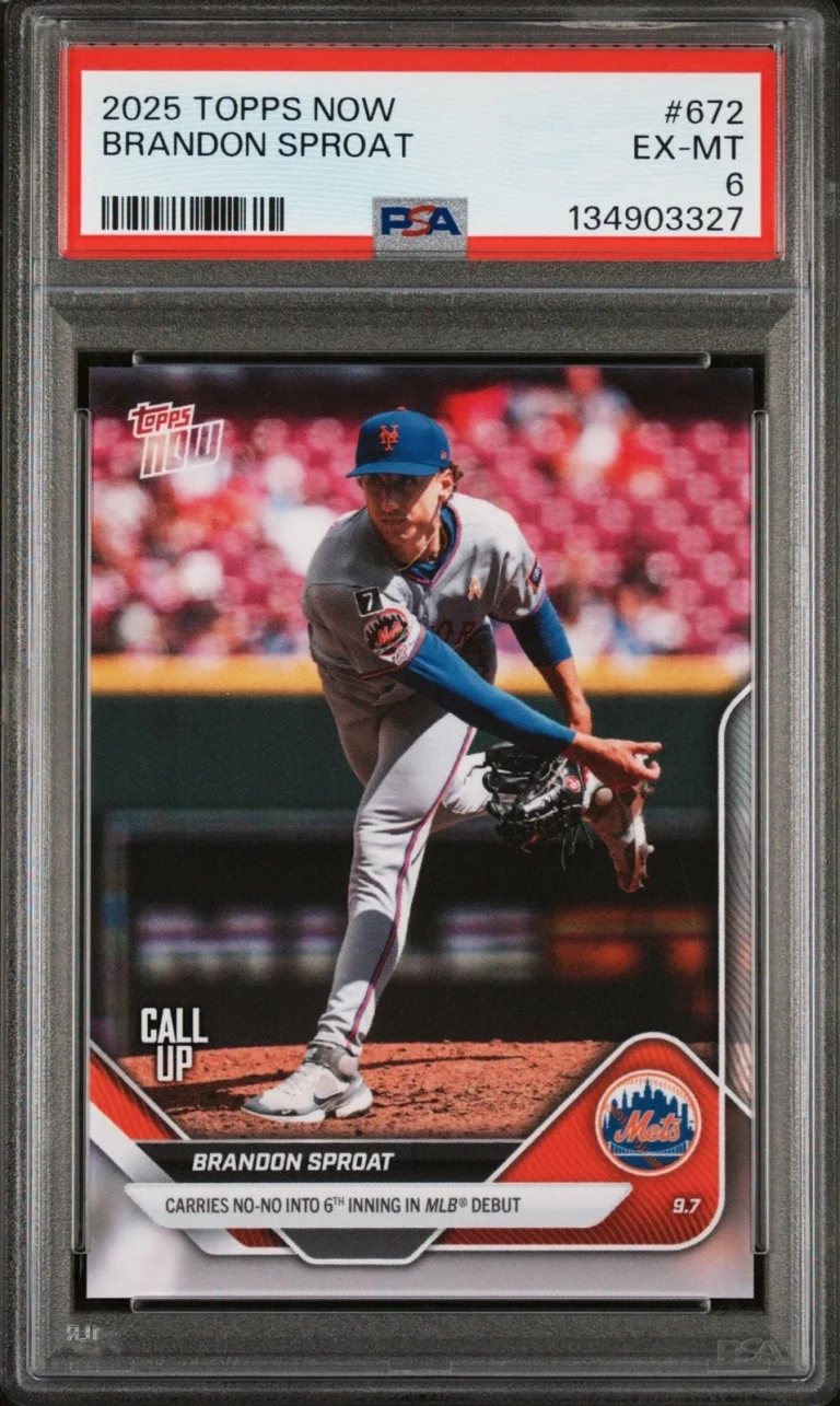 Graded 2025 Topps Now Brandon Sproat #672 Rookie RC Baseball Card PSA 6