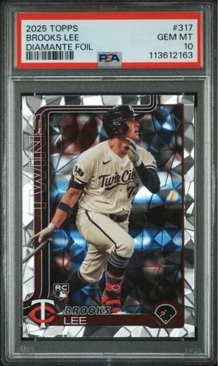 Graded 2025 Topps Brooks Lee #317 Diamante Foil Rookie Card PSA 10