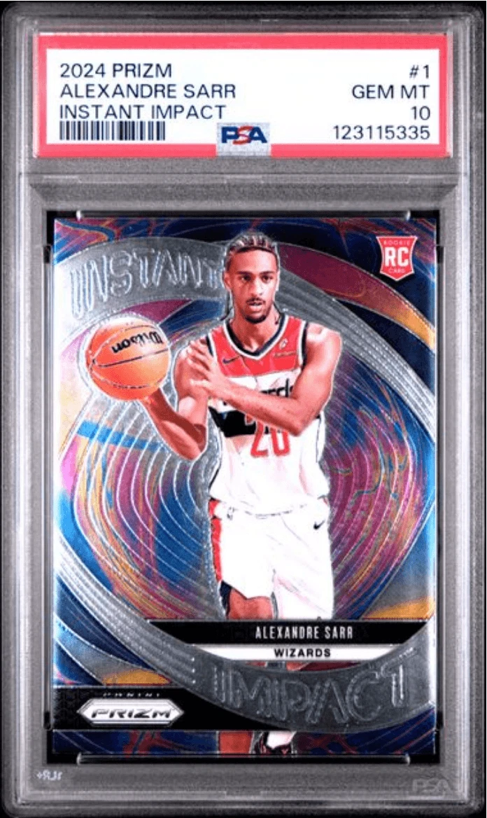 Graded 2024 Panini Prizm Alexandre Sarr 1 Instant Impact Rookie Card PSA 10