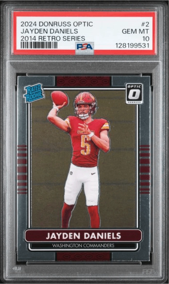 Graded 2024 Donruss Optic Jayden Daniels #2 2014 Retro RC Card PSA 10