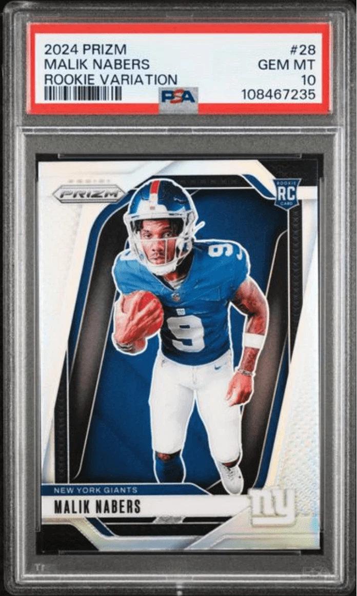 Graded 2024 Panini Prizm Malik Nabers 8 Rookie Variation Rookie Card PSA 10
