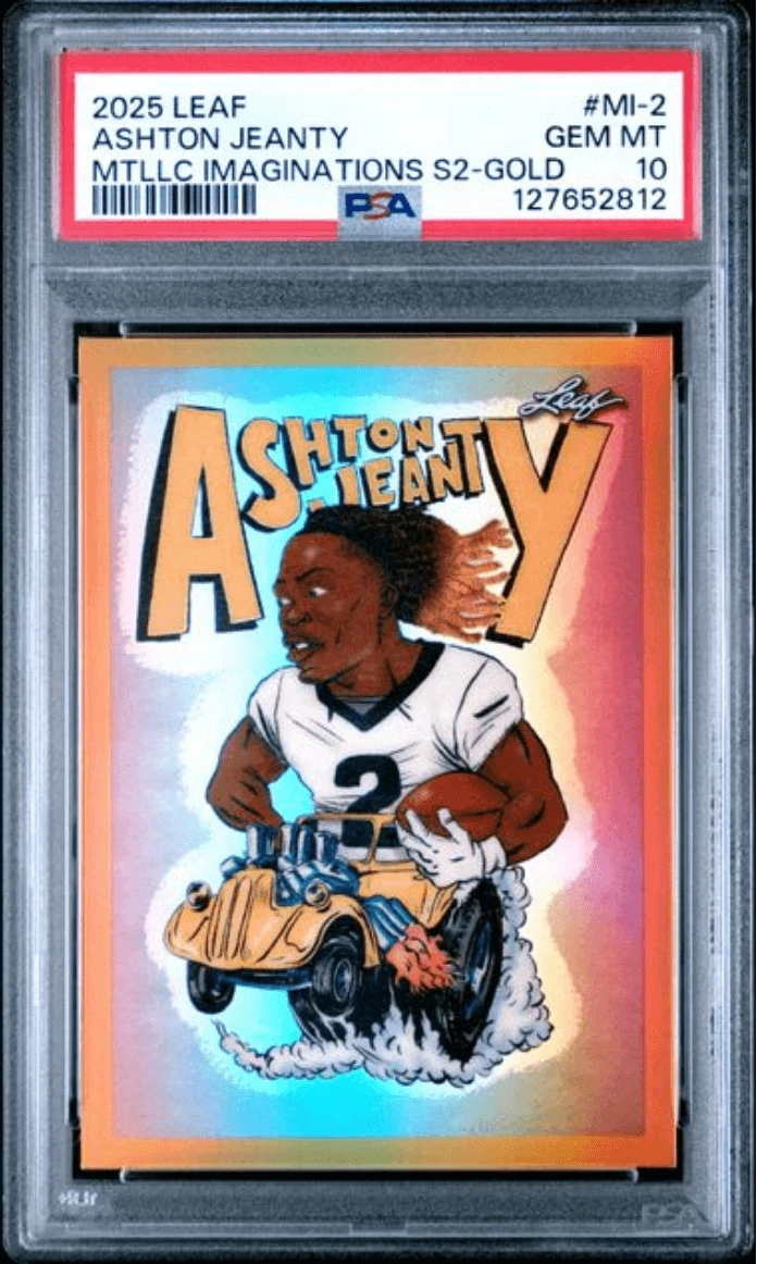 Graded 2025 Leaf Ashton Jeanty MI2 Metallic Series Gold /99 RC Card PSA 10