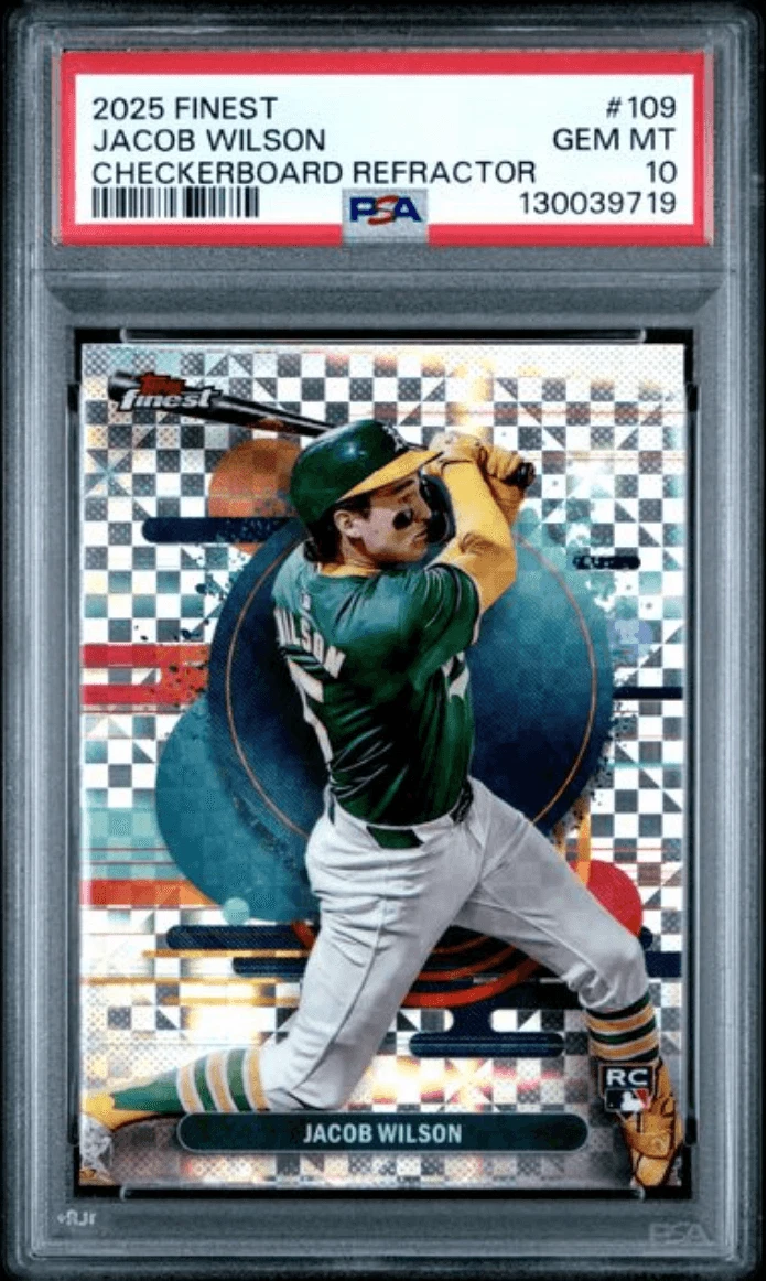 Graded 2025 Topps Finest Jacob Wilson #109 Checkerboard REF Card PSA 10