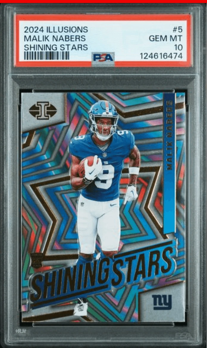 Graded 2024 Panini Illusions Malik Nabers #5 Shining Stars RC Card PSA 10