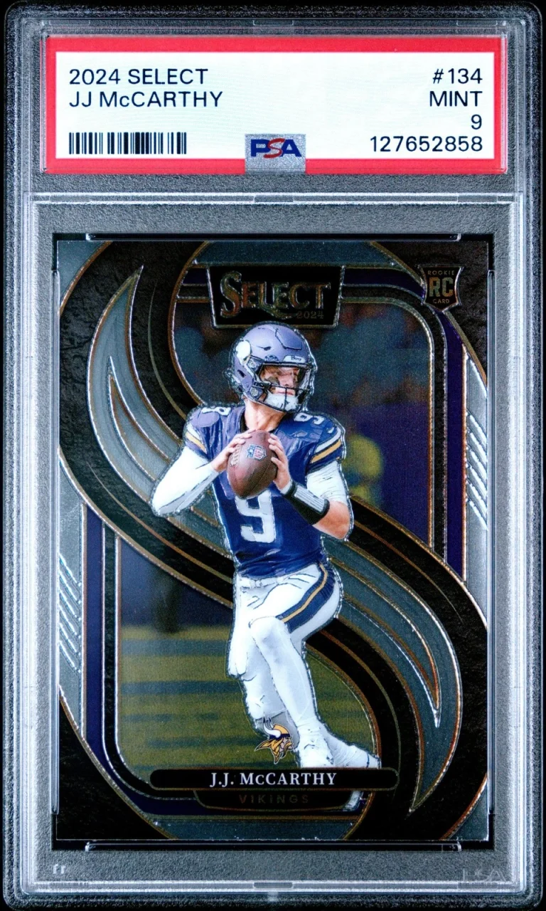 Graded 2024 Panini Select JJ McCarthy #134 Rookie RC Card PSA 9 Mint