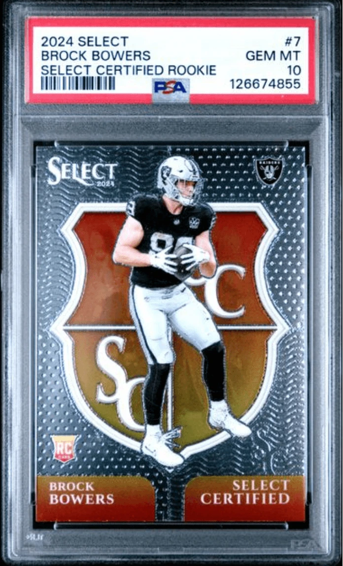Graded 2024 Panini Select Brock Bowers #7 Certified Rookies Card PSA 10