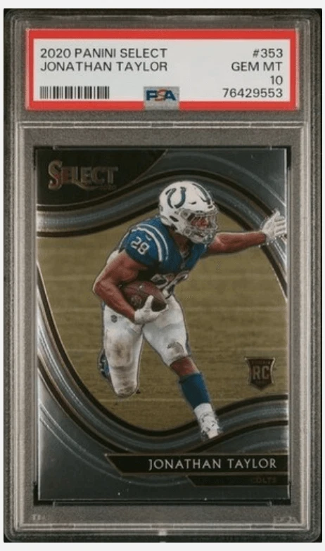 Graded 2020 Panini Select Jonathan Taylor #353 Rookie Card PSA 10