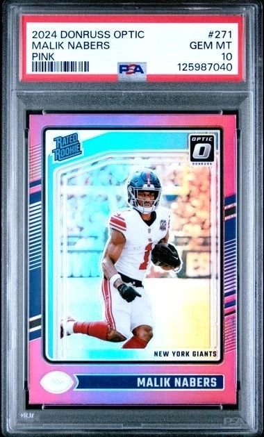 Graded 2024 Panini Donruss Optic Malik Nabers #271 Pink RC Card PSA 10