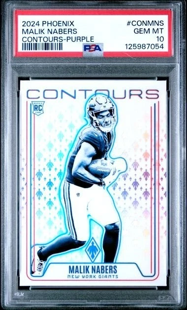 Graded 2024 Phoenix Malik Nabers #CONMNS Contours Purple RC Card PSA 10