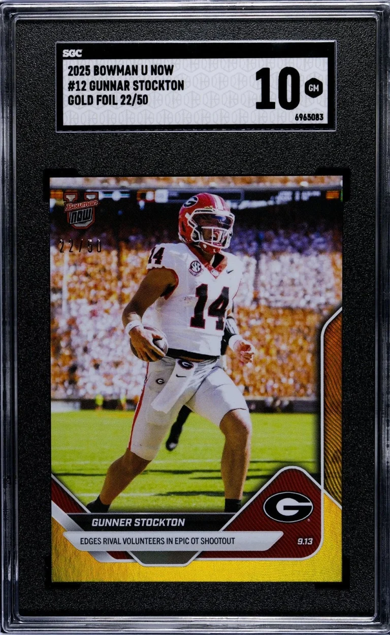 Graded 2025 Bowman U Now Gunner Stockton #12 Gold Foil /50 RC Card SGC 10