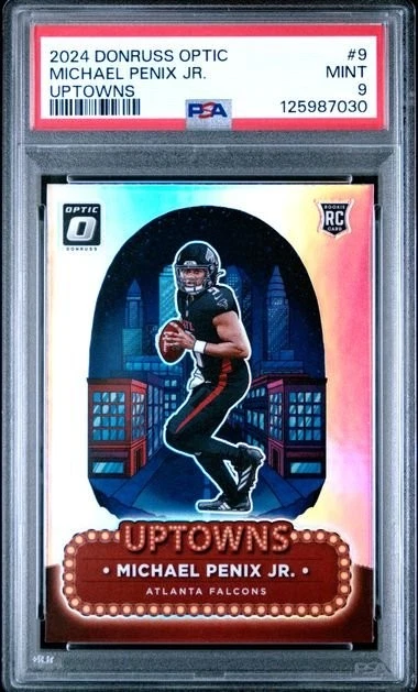 Graded 2024 Donruss Optic Michael Penix Jr #9 Uptowns RC Card PSA 9