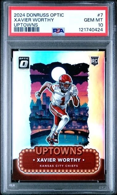 Graded 2024 Panini Donruss Optic Xavier Worthy 7 Uptowns Rookie Card PSA 10