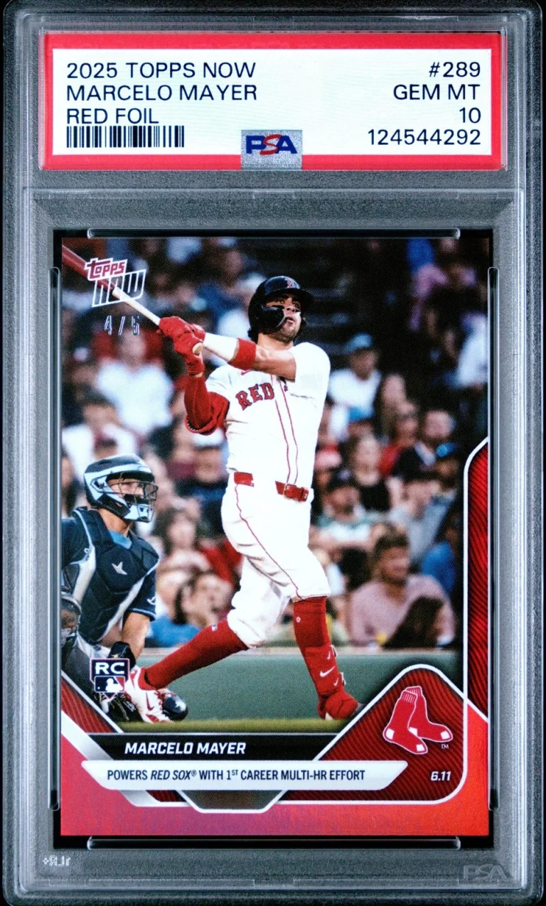 Graded 2025 Topps Now Marcelo Mayer #289 Red Foil /5 RC Card PSA 10