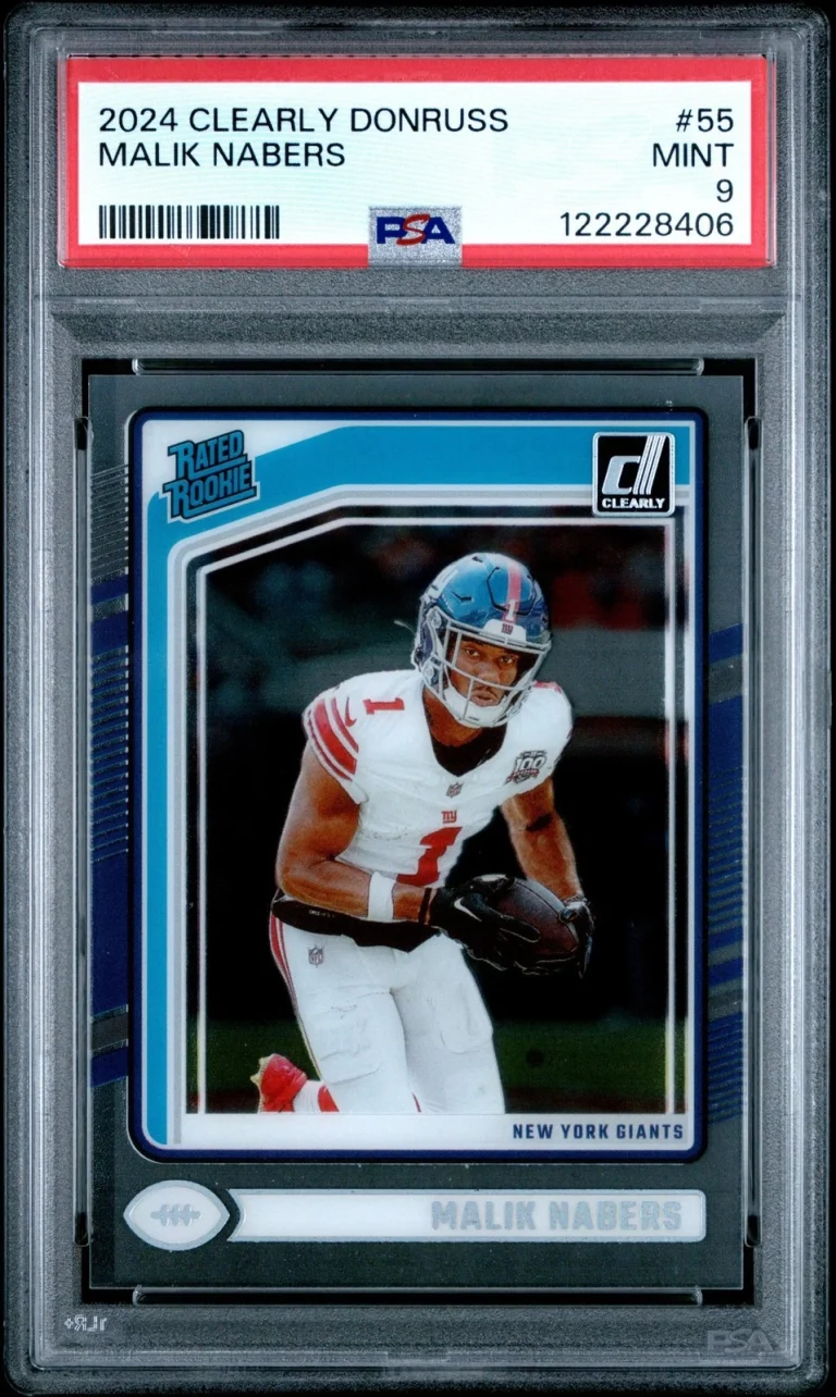 Graded 2024 Panini Clearly Donruss Malik Nabers #55 Rookie Card PSA 9