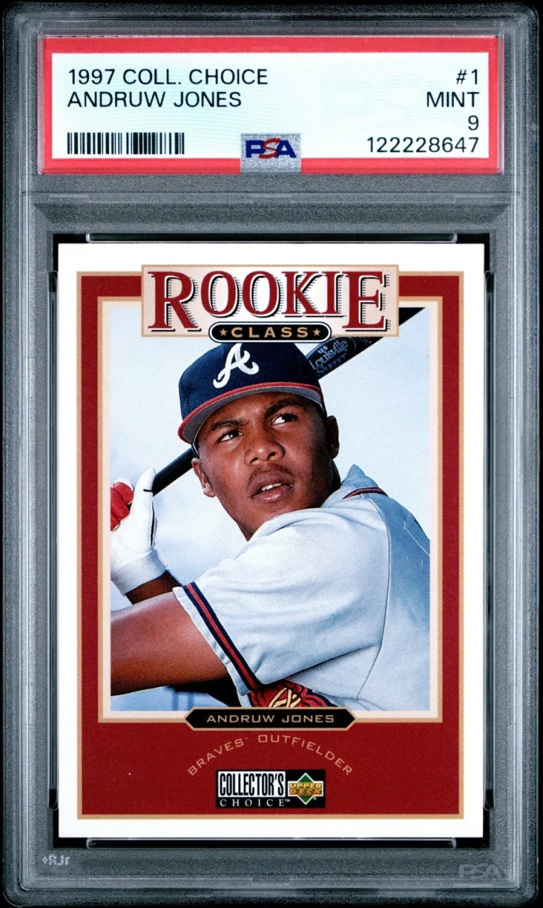 Graded 1997 Upper Deck Collectors Choice Andruw Jones #1 RC Card PSA 9
