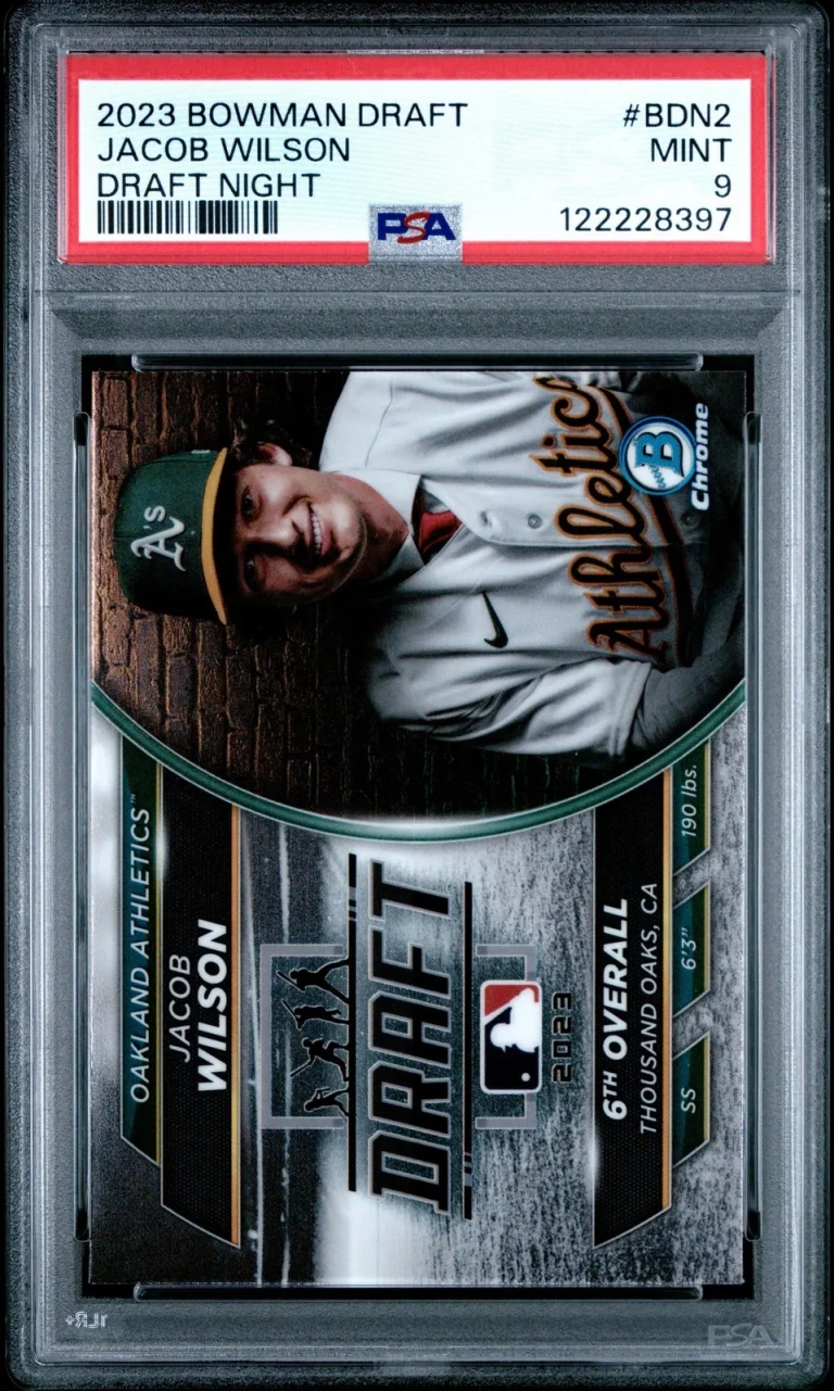 Graded 2023 Bowman Draft Jacob Wilson #BDN2 Draft Night RC Card PSA 9