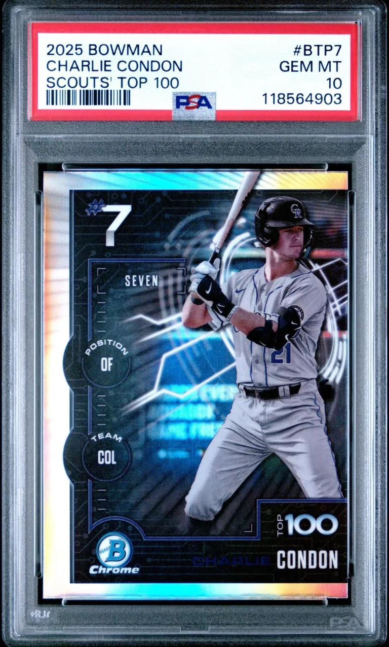 Graded 2025 Bowman Charlie Condon #BTP7 Scouts Top 100 RC Card PSA 10