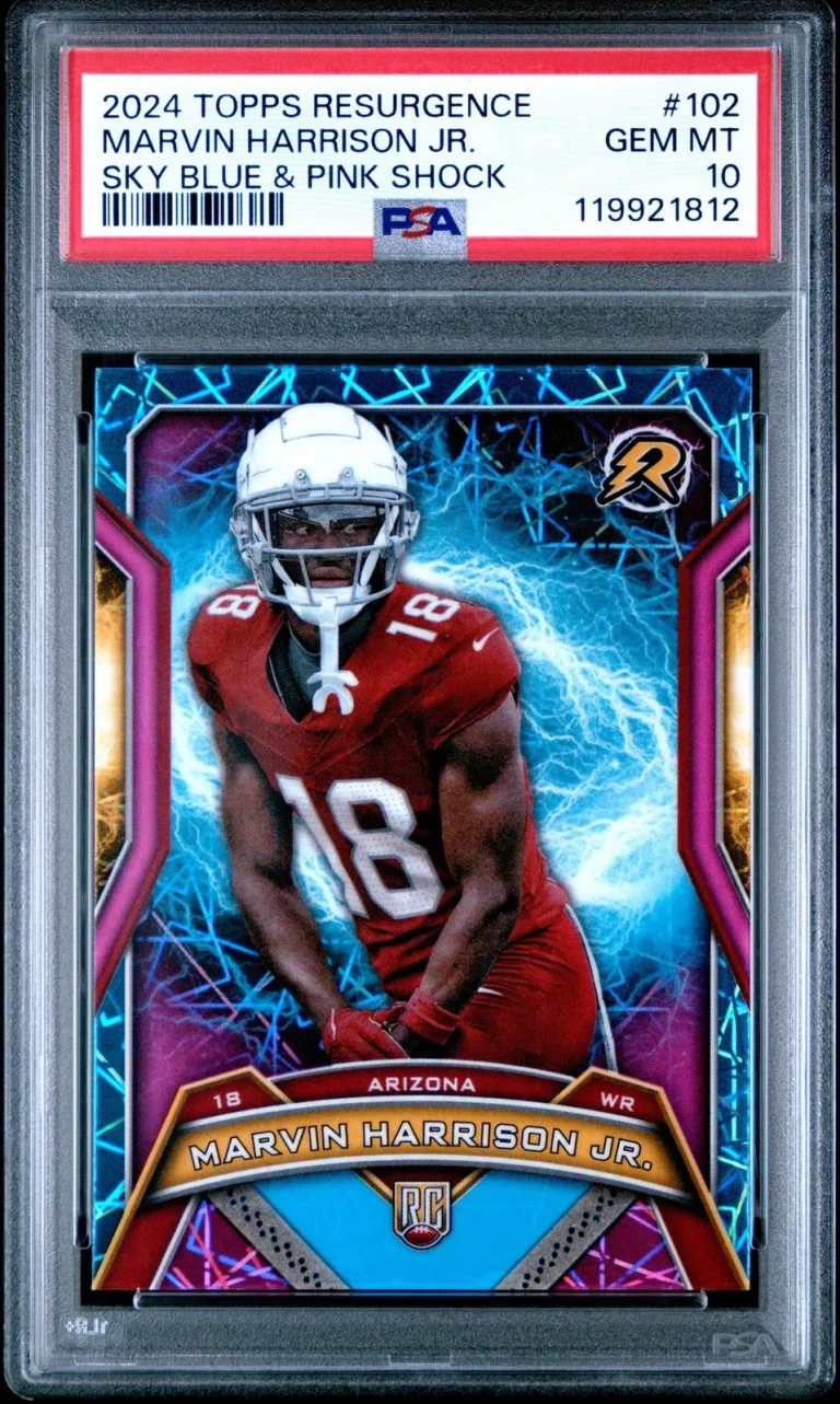 Graded 2024 Resurgence Marvin Harrison Jr #102 Blue/Pink RC Card PSA 10