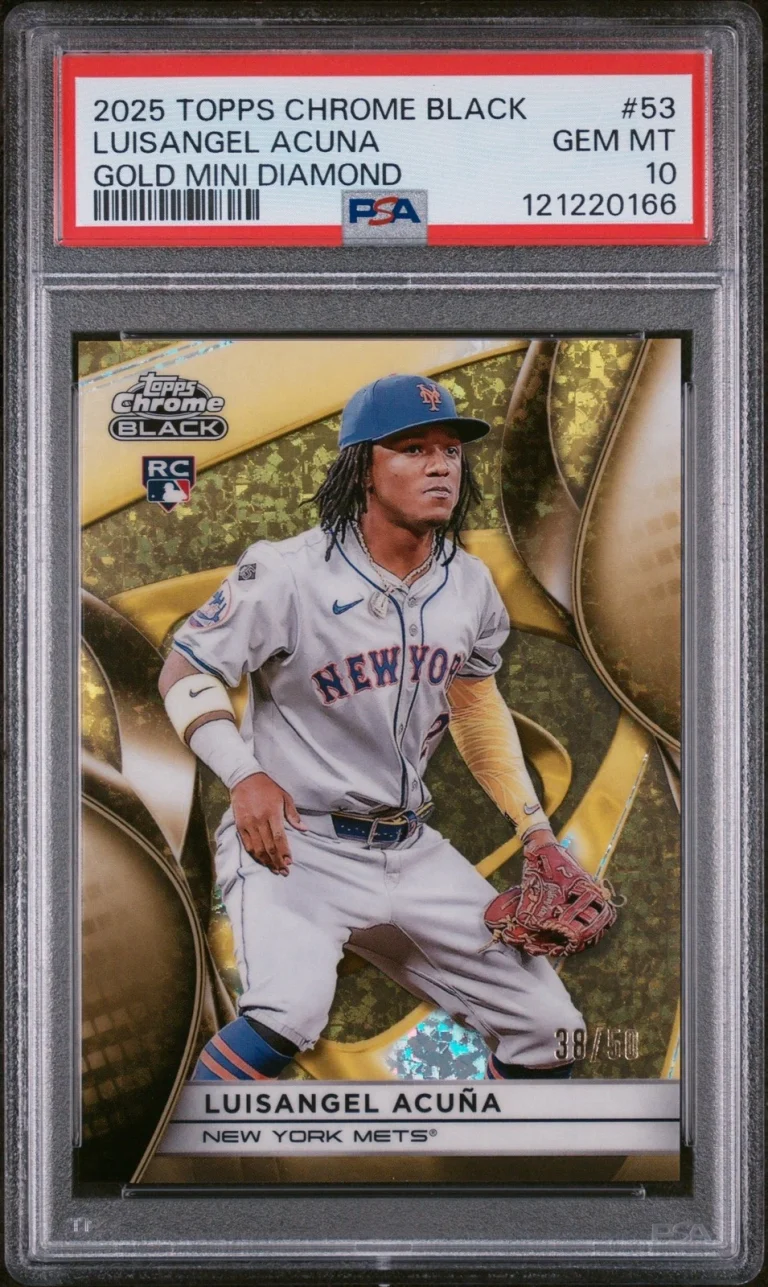 Graded 2025 Chrome Black Luisangel Acuna #53 Gold Mini /50 Card PSA 10