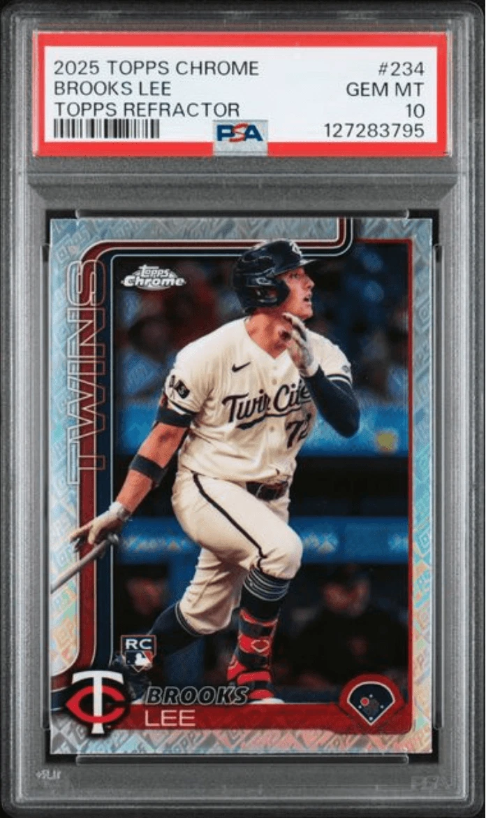 Graded 2025 Topps Chrome Brooks Lee #234 Topps Refractor RC Card PSA 10