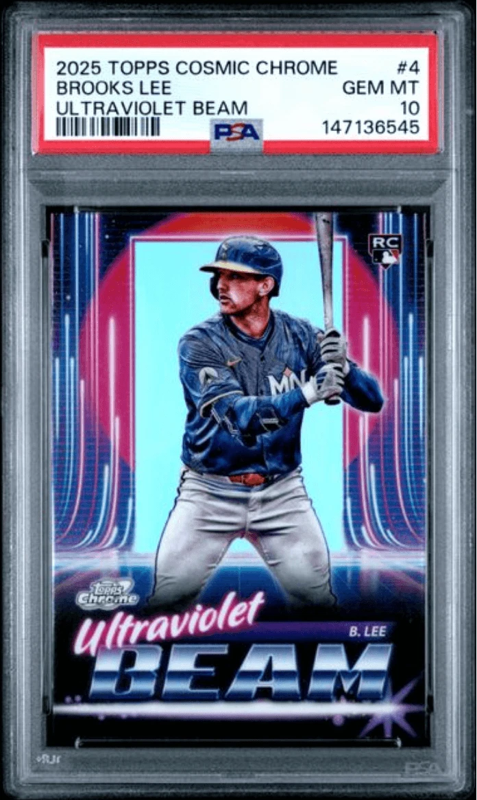 Graded 2025 Topps Cosmic Chrome Brooks Lee #4 Ultraviolet Beam Card PSA 10