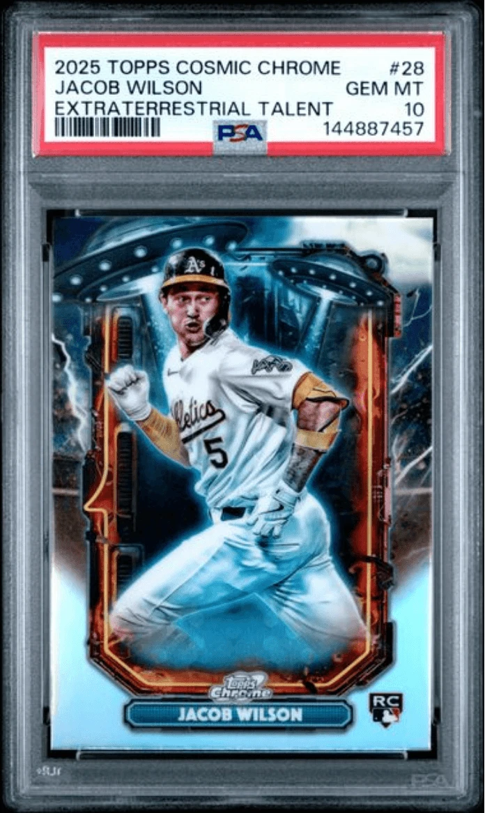 Graded 2025 Cosmic Chrome Jacob Wilson #28 Extraterrestrial Card PSA 10