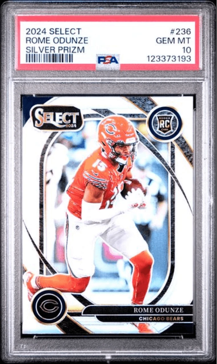 Graded 2024 Panini Select Rome Odunze #236 Silver Prizm Rookie Card PSA 10
