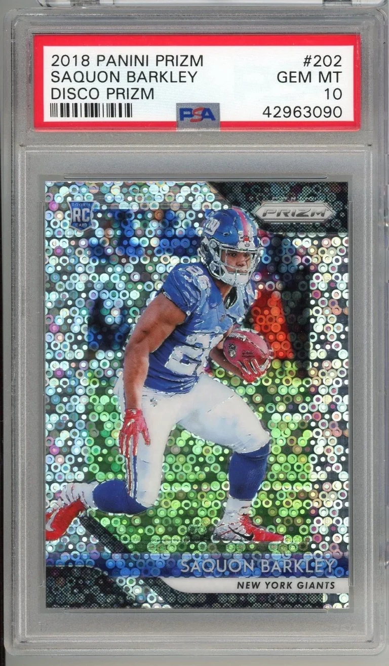 Graded 2018 Panini Prizm Disco Prizm Saquon Barkley #202 Rookie Card PSA 10