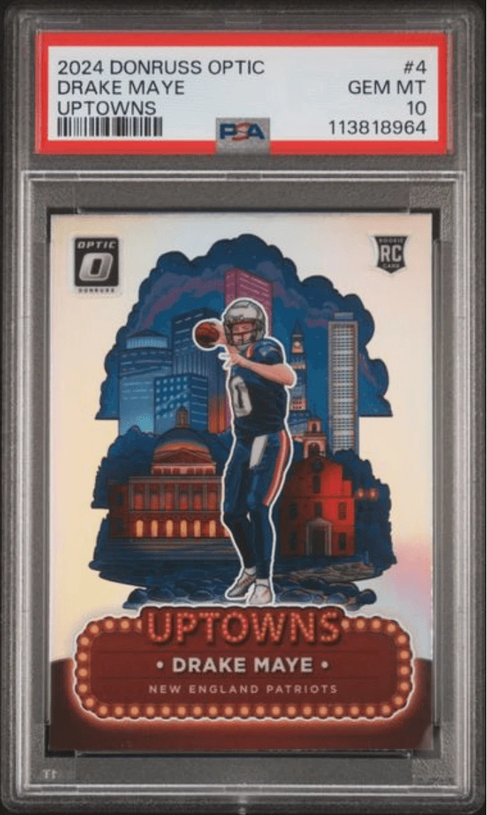 Graded 2024 Panini Donruss Optic Drake Maye #4 Uptowns Rookie Card PSA 10