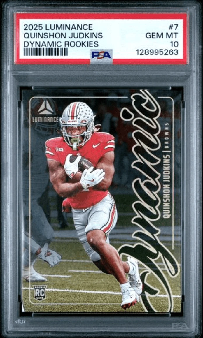 Graded 2025 Panini Luminance Quinshon Judkins #7 Dynamic Rookie Card PSA 10