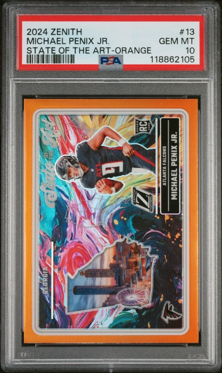 Graded 2024 Panini Zenith Michael Penix Jr #13 Orange RC Card PSA 10