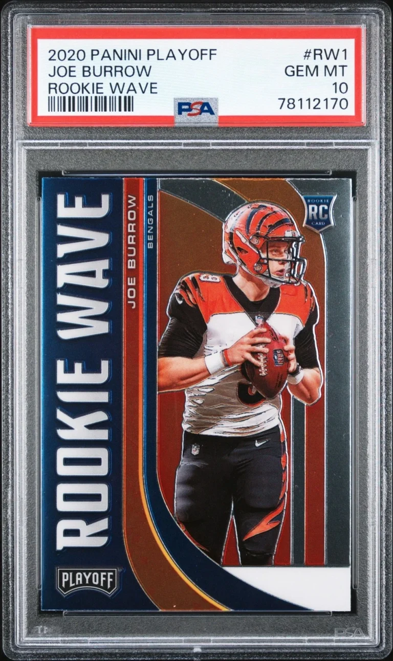 Graded 2020 Panini Playoff Joe Burrow #RW1 Rookie Wave RC Card PSA 10