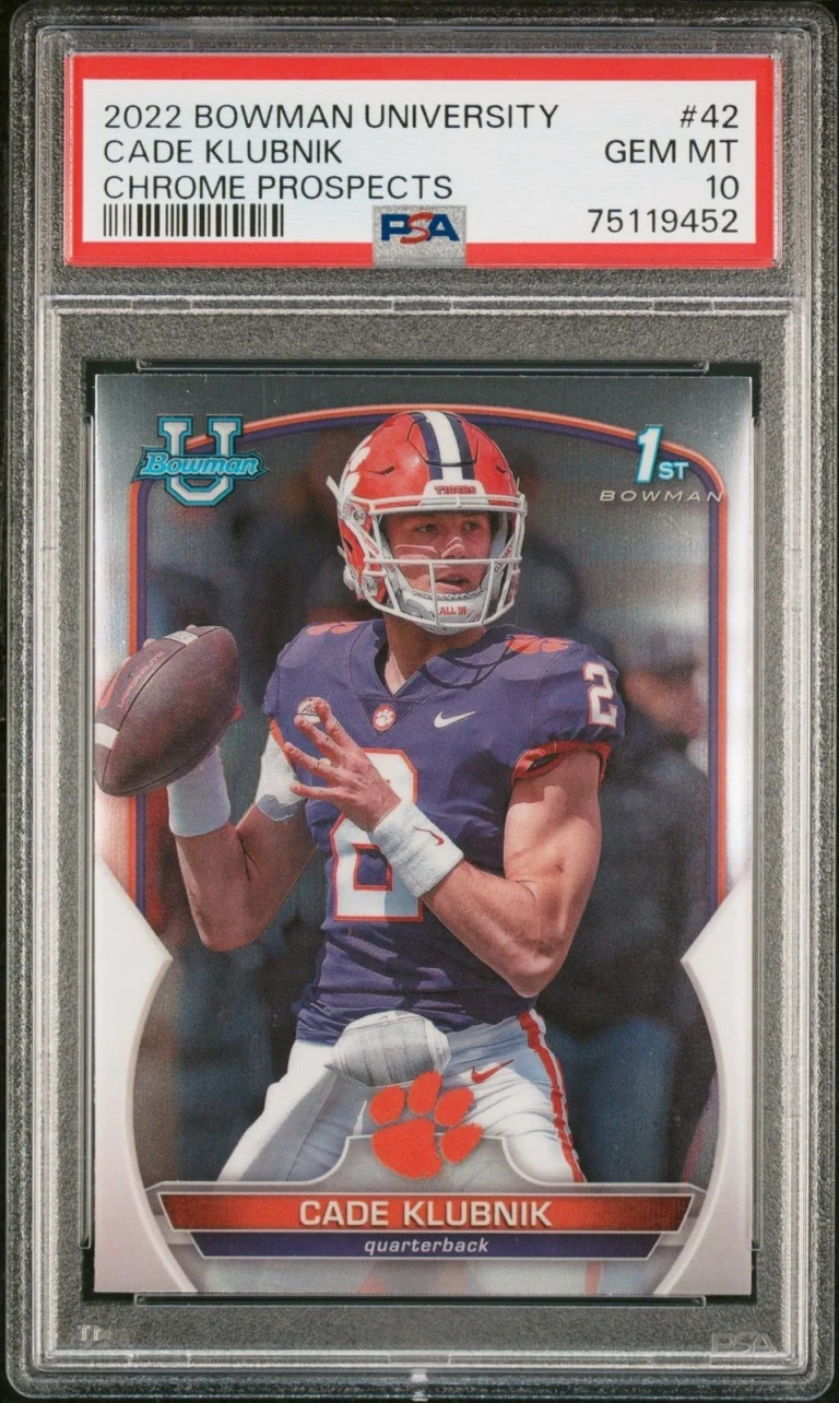 Graded 2022 Bowman University Cade Klubnik #42 Chrome RC Card PSA 10