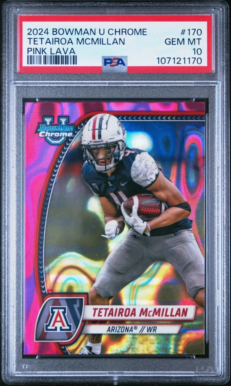 Graded 2024 Bowman U Chrome Tetairoa McMillan #170 Pink Lava RC Card PSA 10