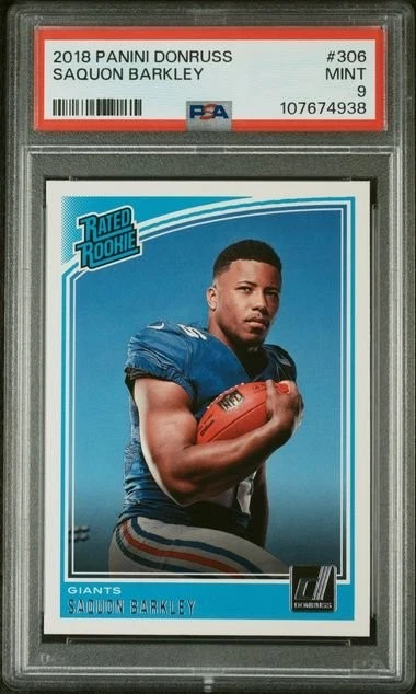 Graded 2018 Panini Donruss Saquon Barkley #306 Rookie RC Card PSA 9
