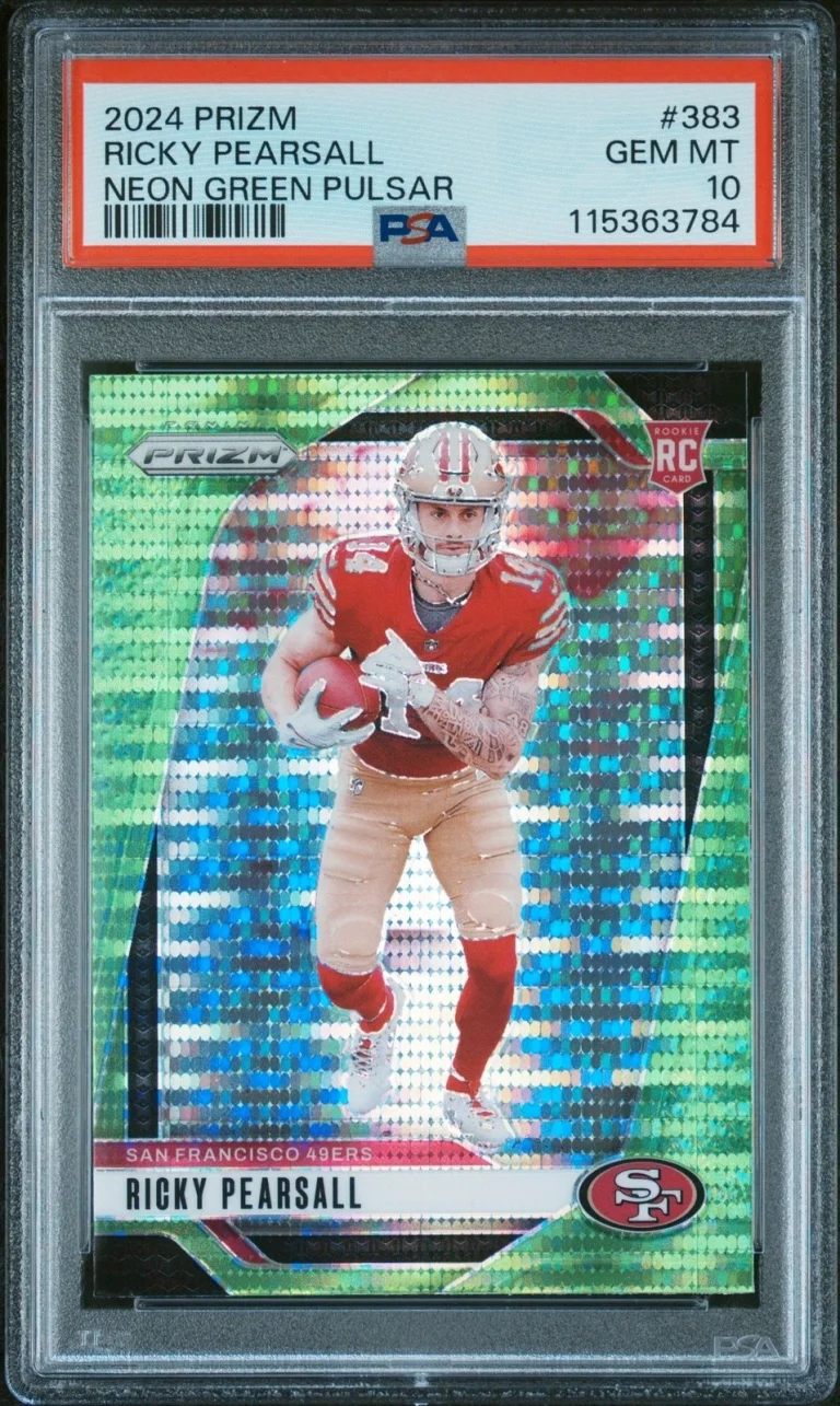 Graded 2024 Prizm Ricky Pearsall 383 Neon Green Pulsar RC Card PSA 10