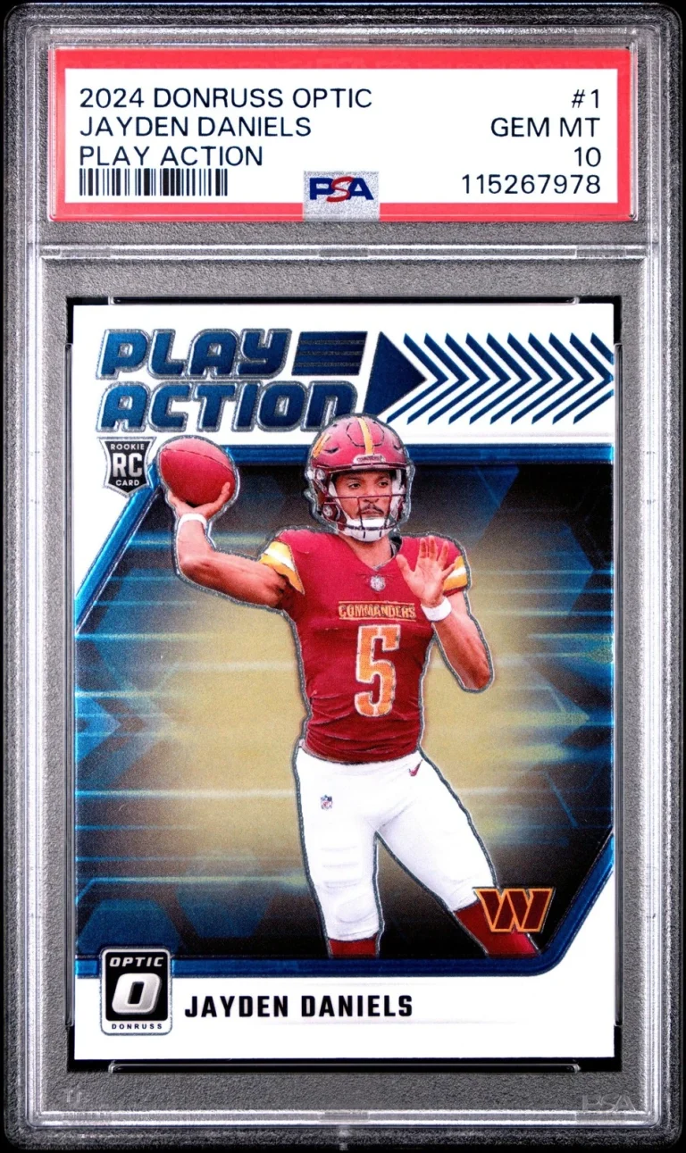 Graded 2024 Donruss Optic Jayden Daniels #1 Play Action Rookie Card PSA 10