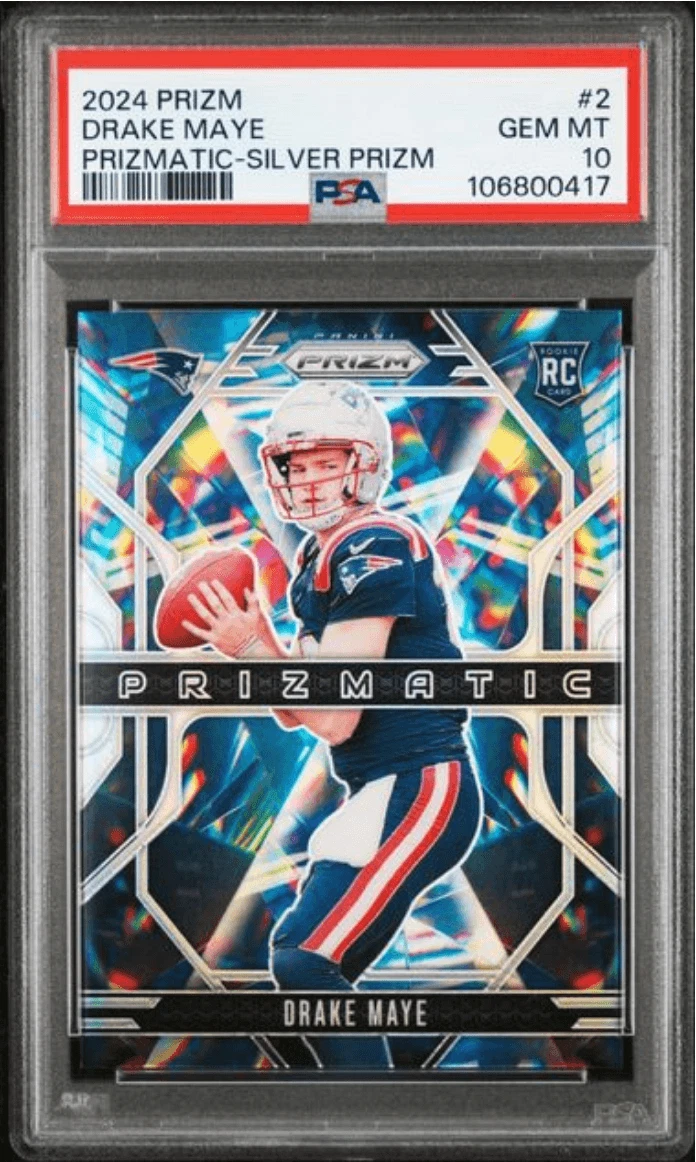 Graded 2024 Prizm Drake Maye #2 Prizmatic Silver Prizm RC Card PSA 10