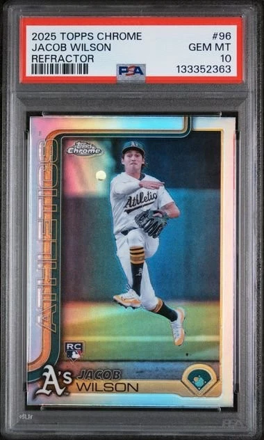 Graded 2025 Topps Chrome Jacob Wilson #96 Refractor Rookie Card PSA 10 Mint